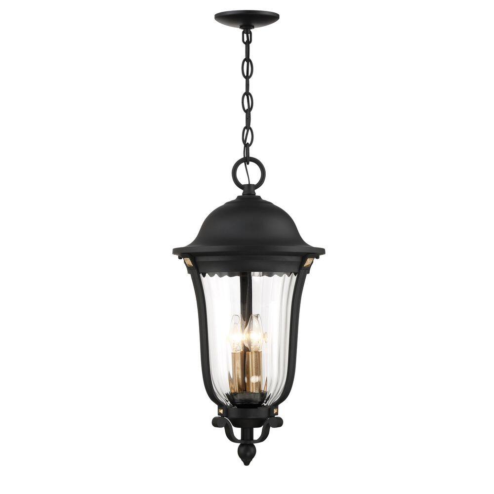 Peale Street Black and Gold 4-Light Outdoor Hanging Lantern