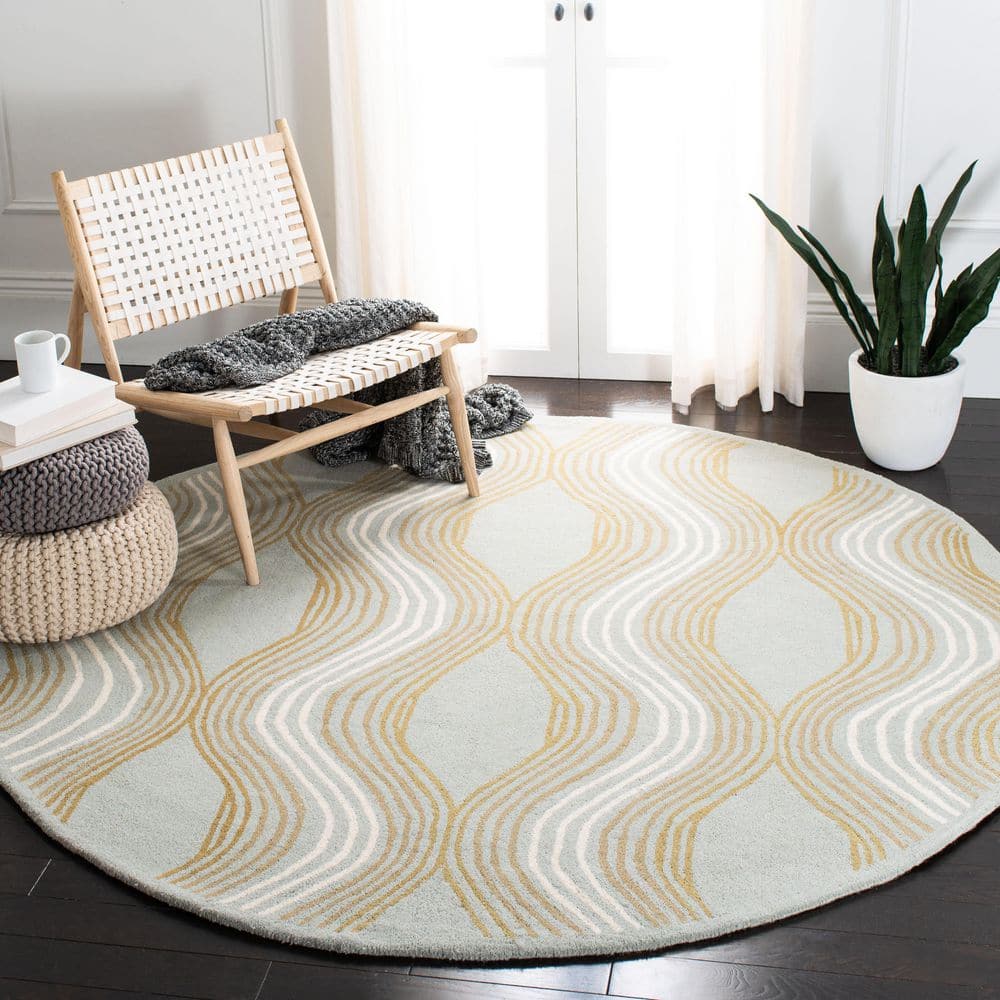 Wyndham 7 ft. x 7 ft. Round Blue/Multi Wavy Striped Area Rug price history on PriceWatchPro