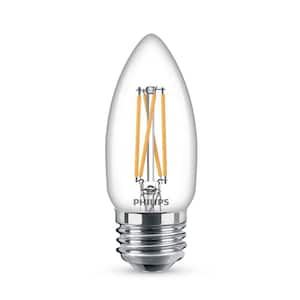40-Watt Equivalent B11 Clear Glass Non-Dimmable E26 LED Light Bulb Soft White 2700K (3-Pack)
