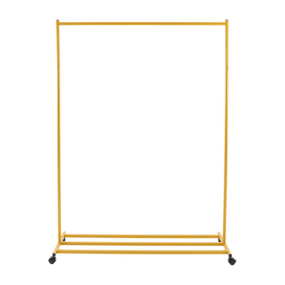 YIYIBYUS Freestanding Yellow Metal Rolling Clothes Rack and Garment ...