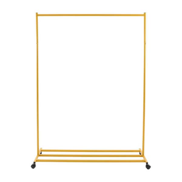Freestanding Yellow Metal Rolling Clothes Rack and Garment Rack 47 in. W x 63 in. H