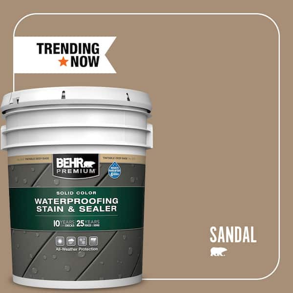 BEHR PREMIUM 5 gal. #SC-121 Sandal Solid Color Waterproofing Exterior Wood Stain and Sealer