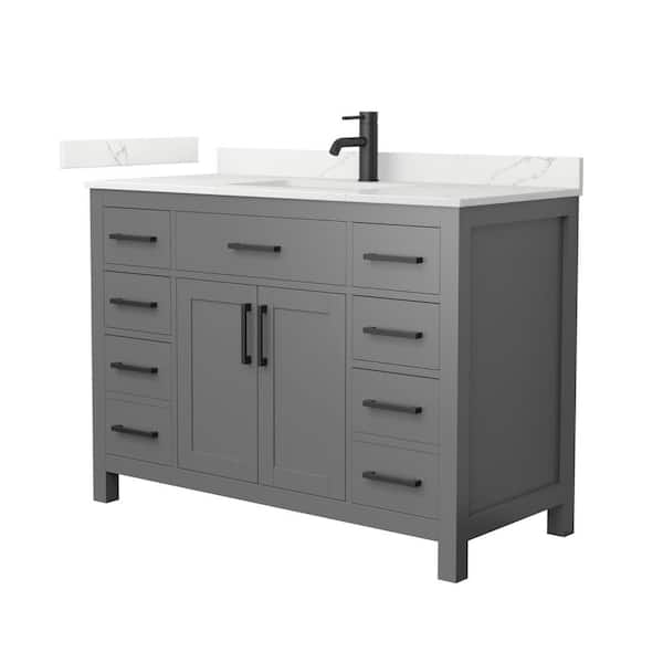 Beckett 48 in. Single Freestanding Dark Gray Bath Vanity with Giotto Quartz Top (Assembled)