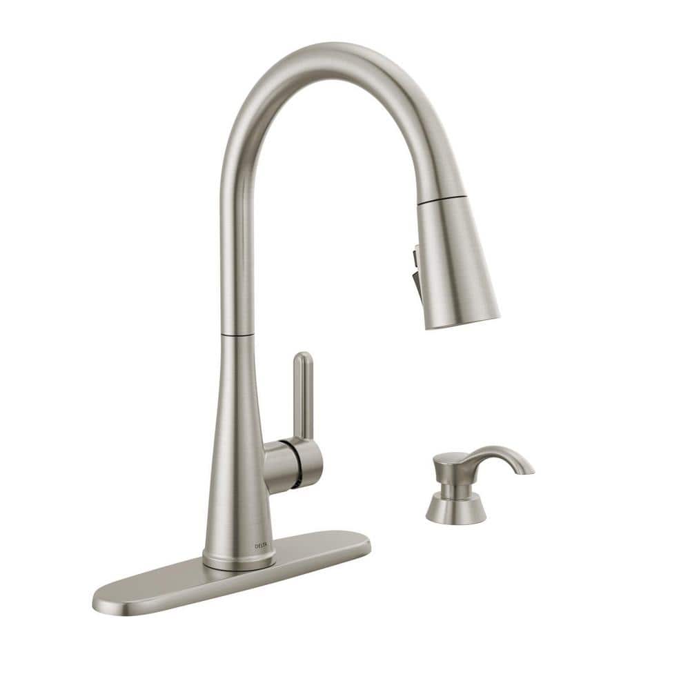 Spotshield Stainless Steel Pull-Down Kitchen Faucet with Soap Dispenser
