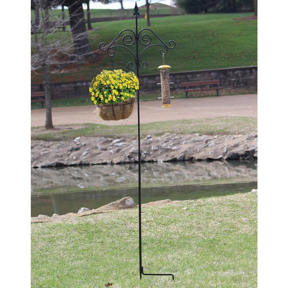 91-Inch Black Metal Floral Design Shepherd's Hook, 2 Pack