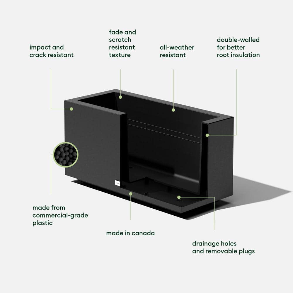 Modern Veradek Long Box Planter 25" Black Recycled Plastic