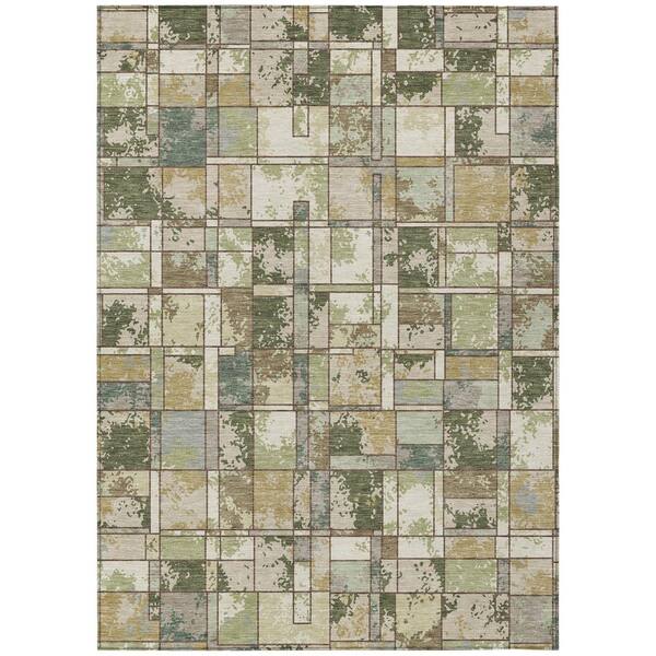 Chantille Machine Washable Indoor/Outdoor Abstract ACN2442 Olive 10 ft. x 14 ft. Area Rug