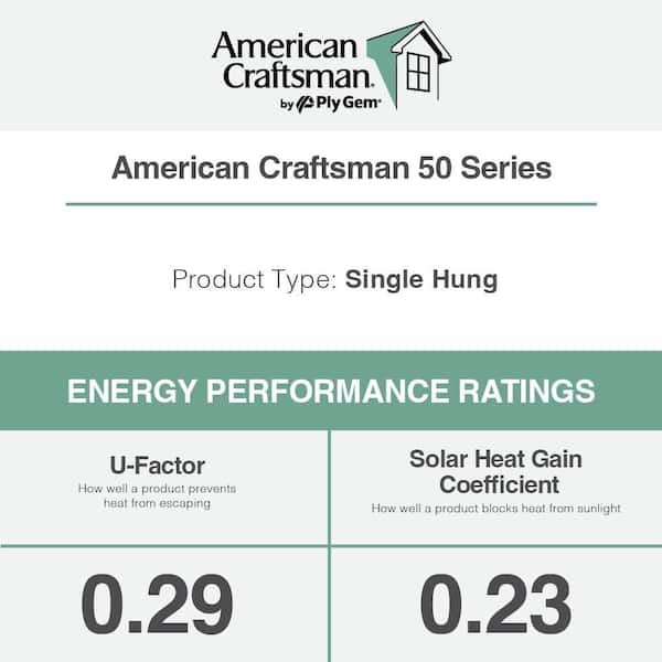 American Craftsman 35.375 in. x 47.25 in. 50 Series White Single