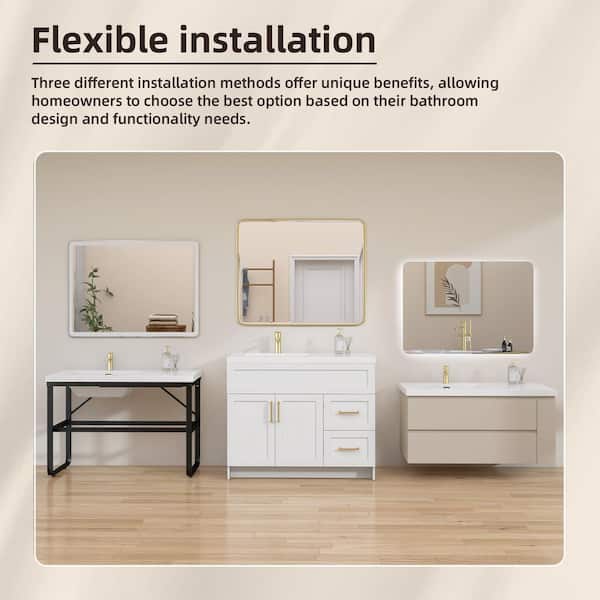Zeafive Tor 42 in. W x 22 in. D Solid Surface Cultured Marble