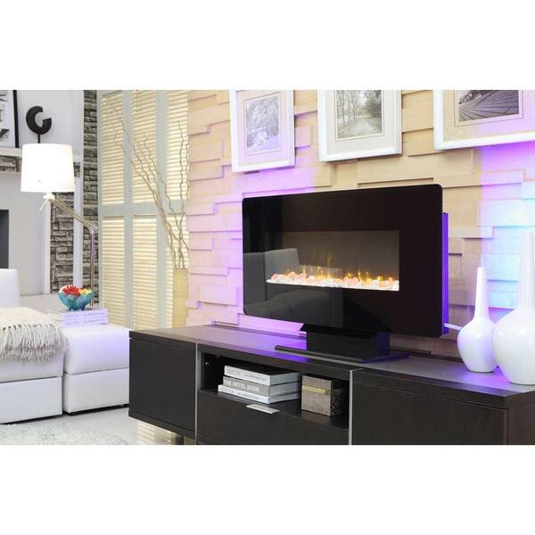 Hampton Bay Brookline 36 in. Wall-Mount Electric Fireplace in Black