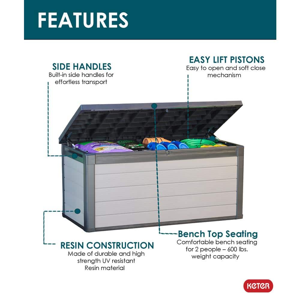 Gray Lockable Plastic 150-Gallon Deck Box