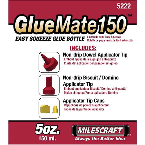 Milescraft 5223 Glue Mate 450-15oz. (450ml) Precision Wood Glue Bottle -  Anti-Drip & Wood Glue Dispenser, 16 Oz Btl, Drip Less