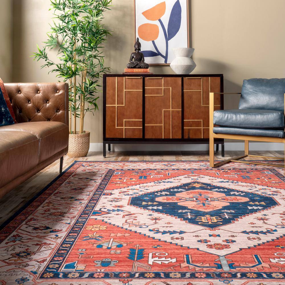 Eco-Friendly Reversible Rust Washable Area Rug, 3' x 5'