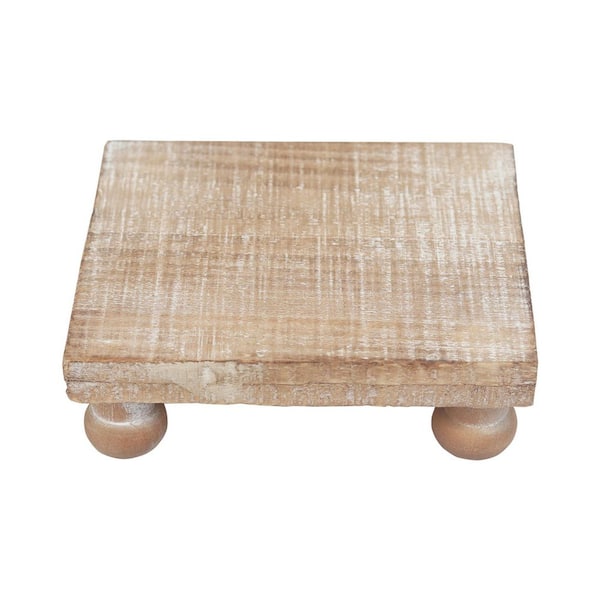PARISLOFT Farmhouse Brown 5.9 in. Wood Decorative Rectangle Stand