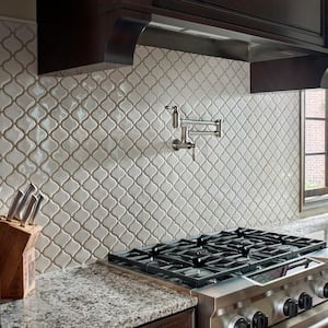 Bianco Arabesque 12 in. x 12 in. Glossy Porcelain Mesh-Mounted Floor and Wall Mosaic Tile (10.95 sq. ft./Case)