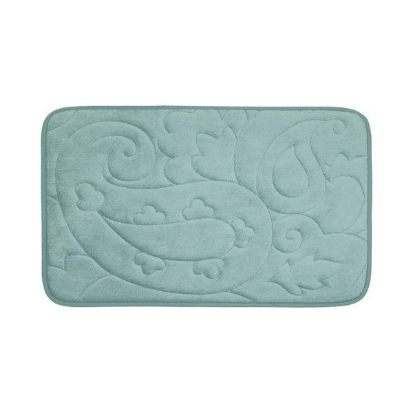 BounceComfort Pelton Aqua 17 in. x 24 in. Memory Foam Bath Mat
