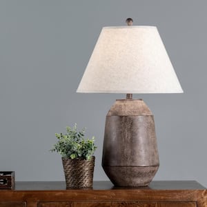 Lagos 29 in. Brown Resin Contemporary Table Lamp with Shade