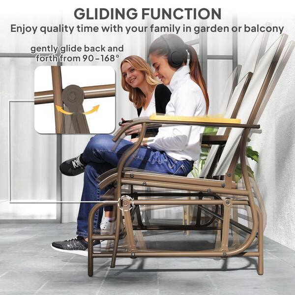Outsunny 2-Person Outdoor Metal Glider Bench, Patio Swing