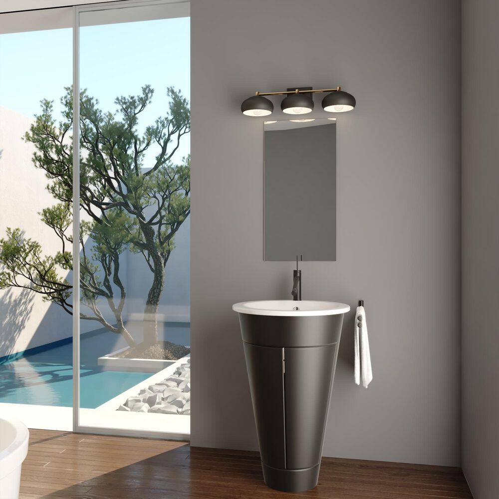 Belmont Dimmable Outdoor 27.5" Black and Brass Vanity Wall Light