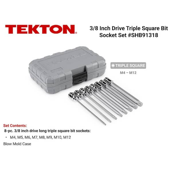 3/8 in. Long Triple Square Bit Socket Set (8-Piece) (M4-M12)