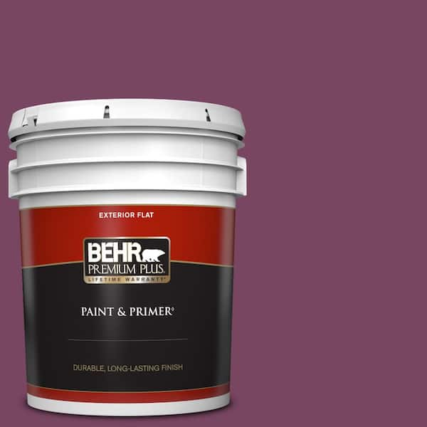 BEHR PREMIUM PLUS 5 gal. #690B-7 Plum Jam Flat Exterior Paint & Primer