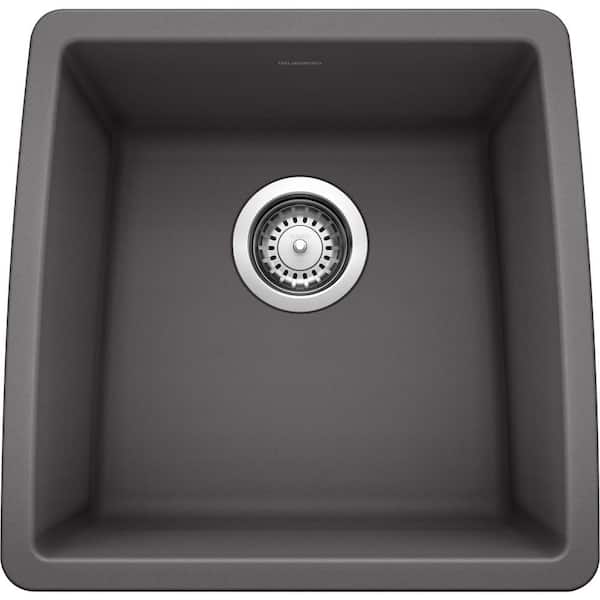 Blanco PERFORMA SILGRANIT Granite Composite 18 in. Undermount Bar Sink in Cinder441475 The