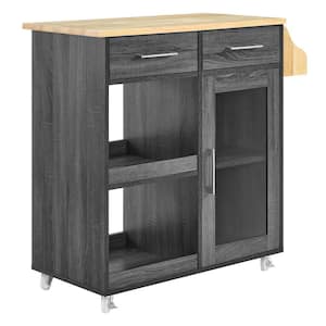 Culinary Kitchen Cart With Spice Rack in Charcoal Natural