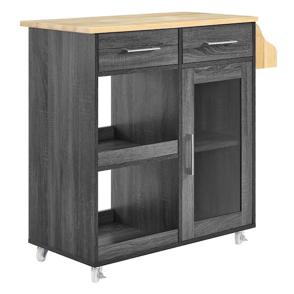 MODWAY Culinary Kitchen Cart With Spice Rack in Charcoal Natural