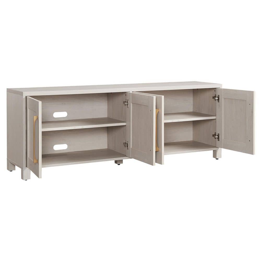 Alder White Rectangular TV Stand with Cabinets