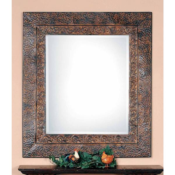 Global Direct 34 in. x 30 in. Brown Framed Mirror