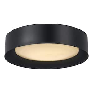 Monteaux 13 in. Black Integrated LED Flush Mount Ceiling Light Fixture with Acrylic Shade
