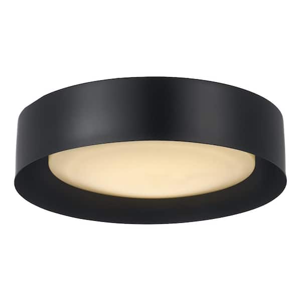 Monteaux Lighting Monteaux 13 in. Black Integrated LED Flush Mount Ceiling Light Fixture with Acrylic Shade