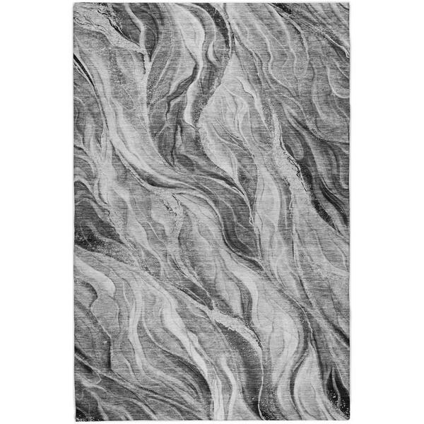 Dream Shag Premium Machine Washable Abstract ADS720 Gray 9 ft. x 12 ft. Area Rug