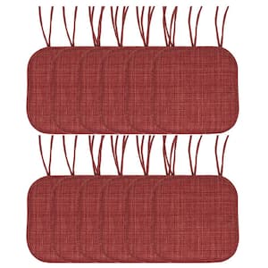 Aria Memory Foam Square Non-Slip Indoor/Outdoor Chair Seat Cushion with Ties, Burgundy (12-Pack)