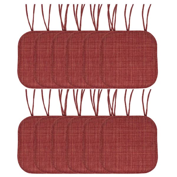 Sweet Home Collection Aria Memory Foam Square Non-Slip Indoor/Outdoor Chair Seat Cushion with Ties, Burgundy (12-Pack)