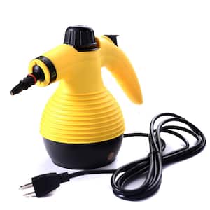 Corded Handheld Pressurized Steam Cleaner for Car, Home, Bedroom in Yellow with 9-Pieces Accessory Set and Chemical-Free