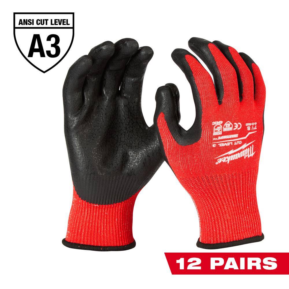 Milwaukee XLarge Red Nitrile Level 3 Cut Resistant Dipped Work Gloves (12Pack) 48228933B