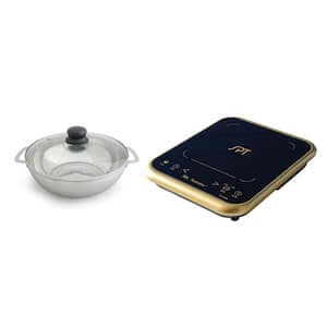 1650-Watts 11.25 in. Ceramic Surface Induction Cooktop in Gold with 1 Element and 3.5L Stainless Steel Pot