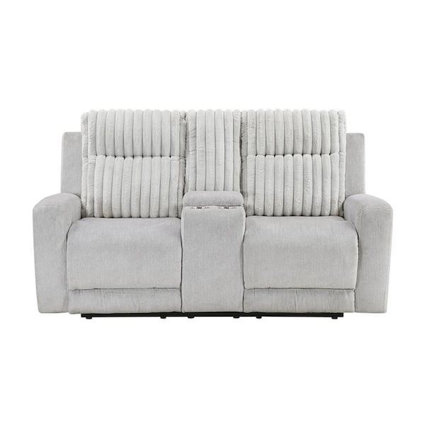 Pompano 71.5 in W Textured Microfiber and Corduroy Fabric 2-Seater Manual Double Reclining Loveseat