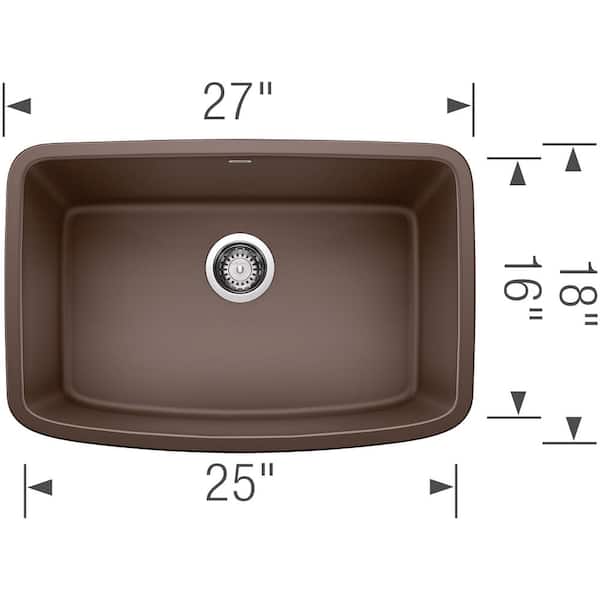 Valea Undermount Granite 27 in. x 18 in. Single Bowl Kitchen Sink in Cafe Brown