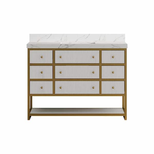 Wilton 48 in. Single Sink Freestanding White Bath Vanity with White Culture Marble Top Assembled
