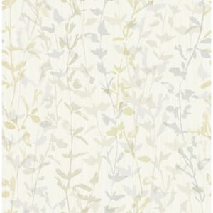Thea Light Grey Floral Trail Light Grey Paper Strippable Roll (Covers 56.4 sq. ft.)