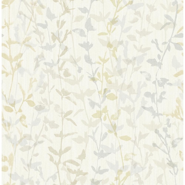 SCOTT LIVING Thea Light Grey Floral Trail Light Grey Paper Strippable Roll (Covers 56.4 sq. ft.)
