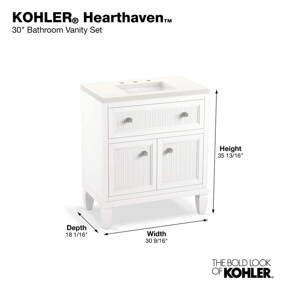 Hearthaven 30'' White MDF Bathroom Vanity with Quartz Top