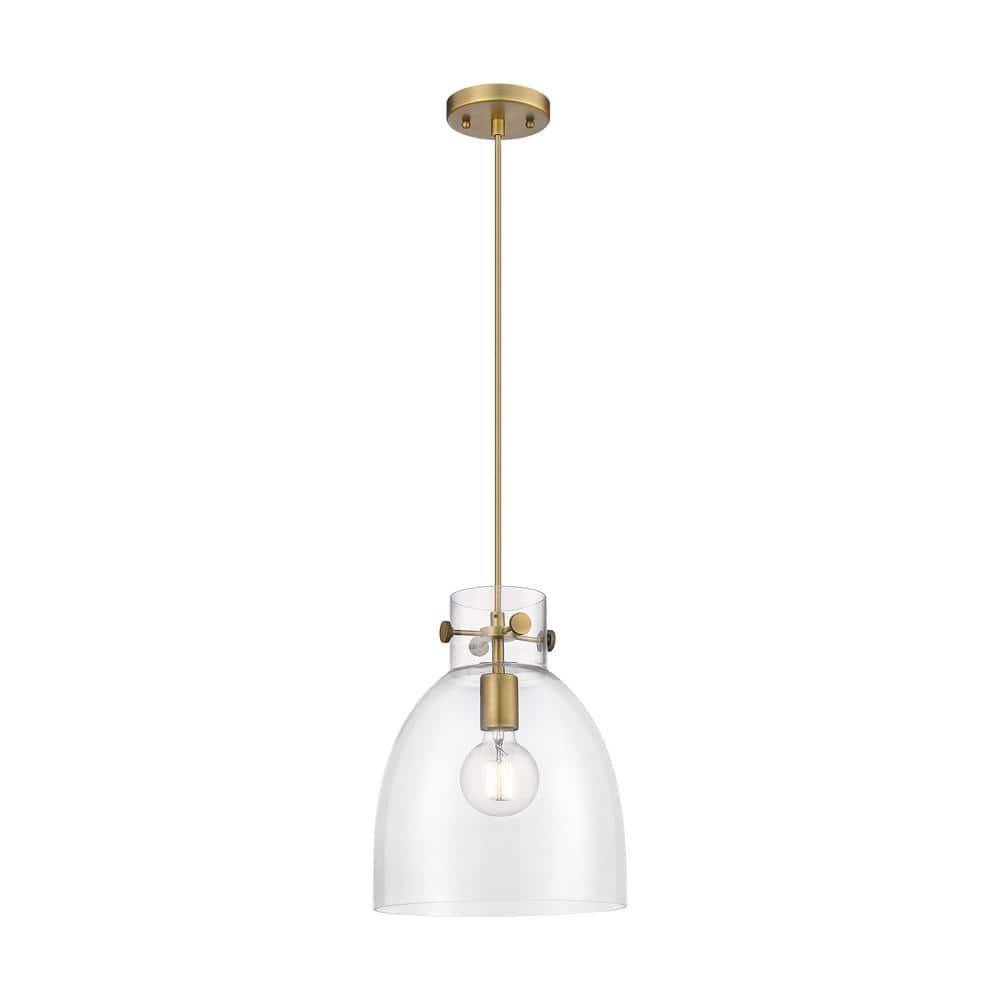 Innovations Newton Bell 100-Watt 1 Light Brushed Brass Shaded Pendant ...