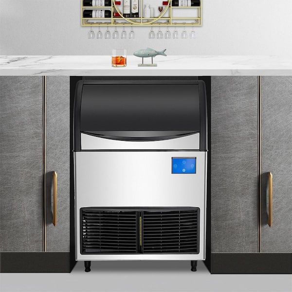 176 lb. / 24 H Commercial Ice Maker Large Storage Bin LCD Panel with Wi-Fi System Freestanding Ice Machine in Silver