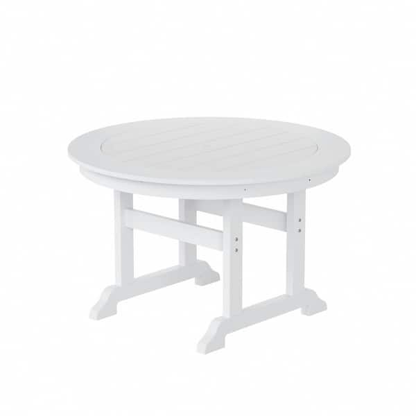 white plastic outdoor dining table