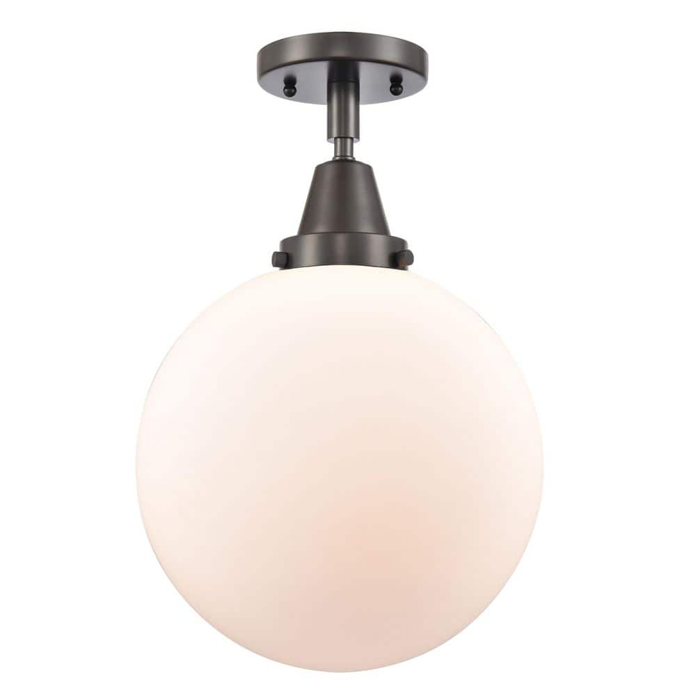 Beacon 10 in. 1-Light Oil Rubbed Bronze Industrial Flush Mount with Seeded Glass Shade price history on PriceWatchPro