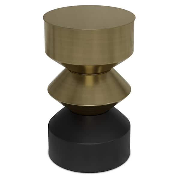 Simpli Home Miller Modern 14 in. Wide Metal Side Table in Black/Brass, Fully Assembled