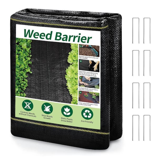 KANAGAWA 1.3 ft. x 50 ft. Weed Barrier Landscape Fabric with U-Shaped Securing Pegs, Heavy-Duty Block Gardening Mat Weed Control